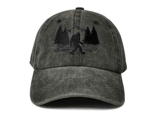 Hepandy Embroidered Big Foot Baseball Hat for Women Men Gift for Father Day Washed Black Outdoor Cap Embroidery Dad Hat