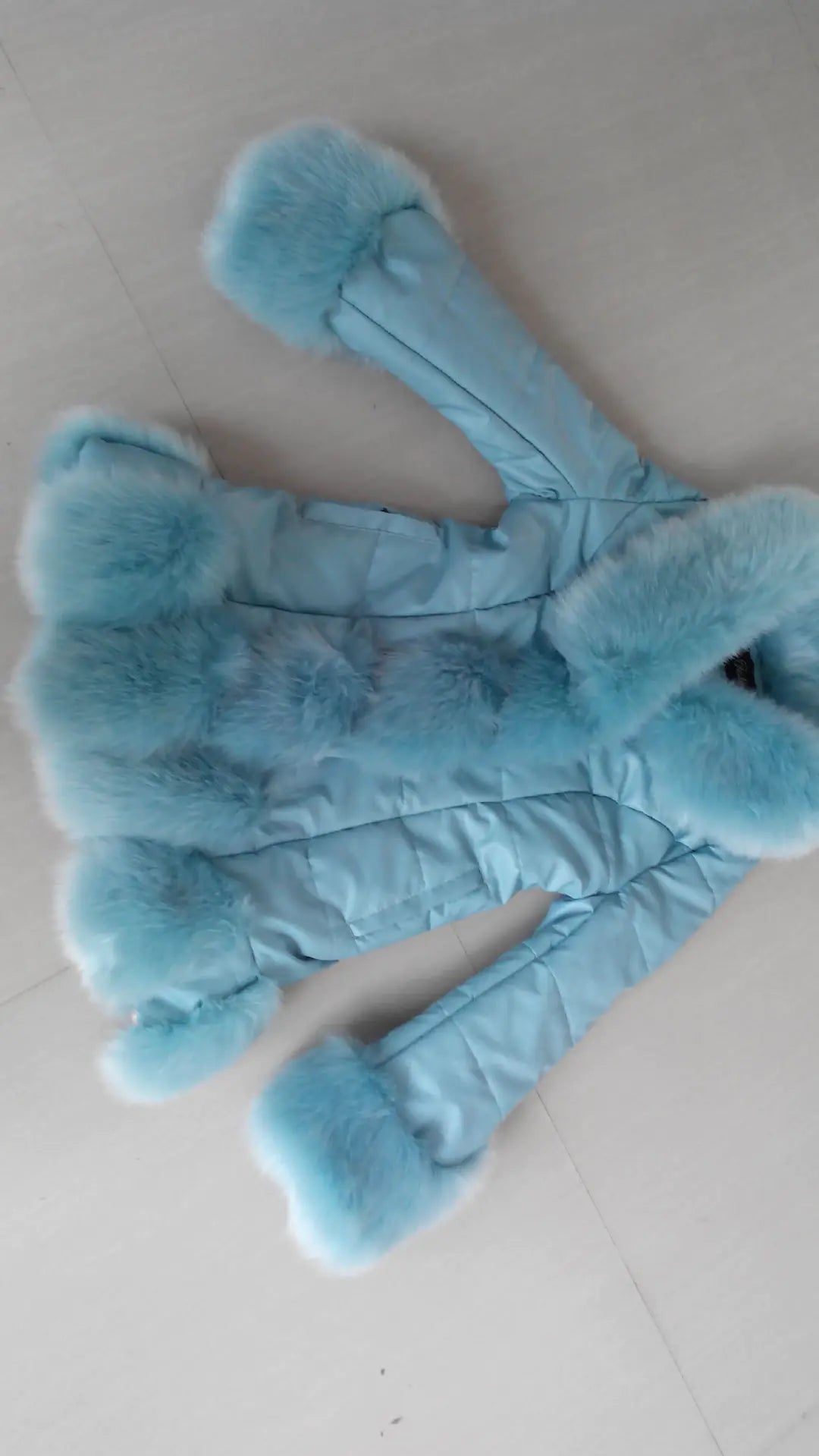 Slim Fit Mid-Length Faux Fur Coat with Fox Fur Collar