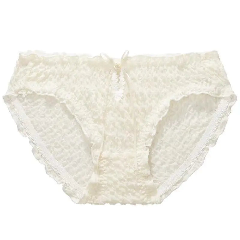 Women's Mid-Waist Briefs with Lace Hollow Out Design