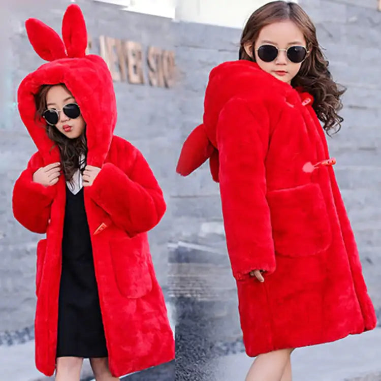 Thick Faux Fur Coat for Big Kids
