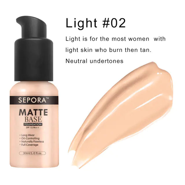 Matte Waterproof Liquid Foundation and Concealer Cream
