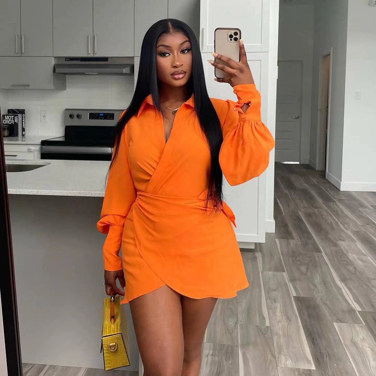 Solid Color Casual Fashion Shirt Dress