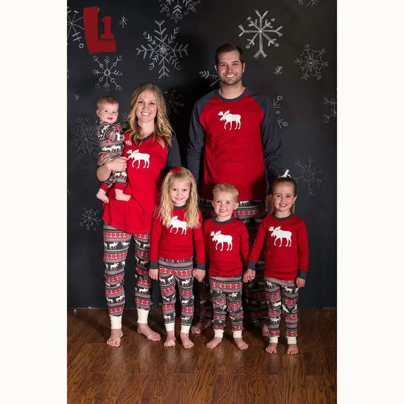 2020 Family Christmas Pajamas with Reindeer Print