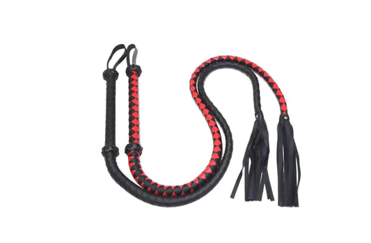 Black Snake Whip - Leather BDSM Toy and Prop