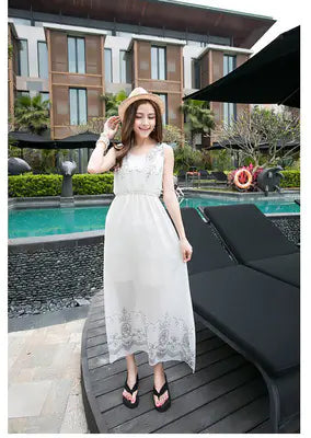 Bohemian Floral Chiffon Maxi Dress for Women