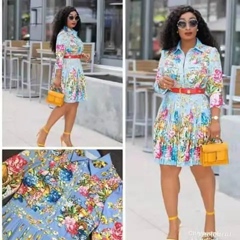 Fashionable Long Sleeve Digital Print Dress for Women