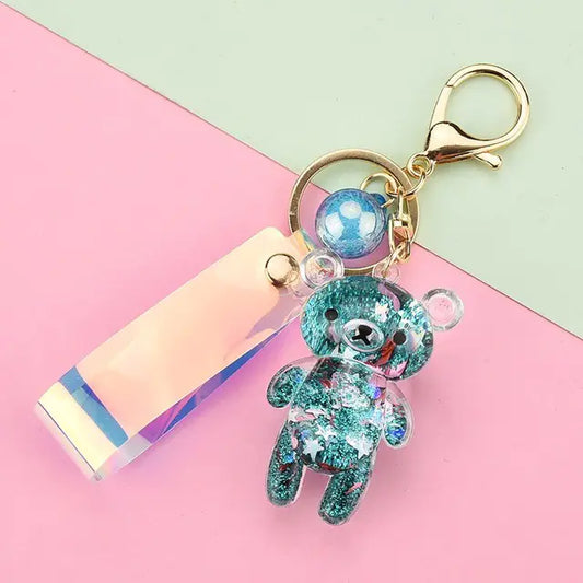 Glitter Bear Quicksand Acrylic Keychain for Couples