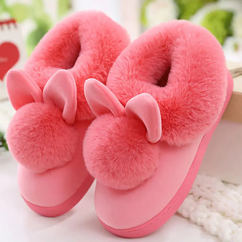 Cute Rabbit Cotton Slippers for Women - Warm and Non-Slip