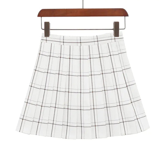 Plaid Pleated A-Line High Waist Skirt