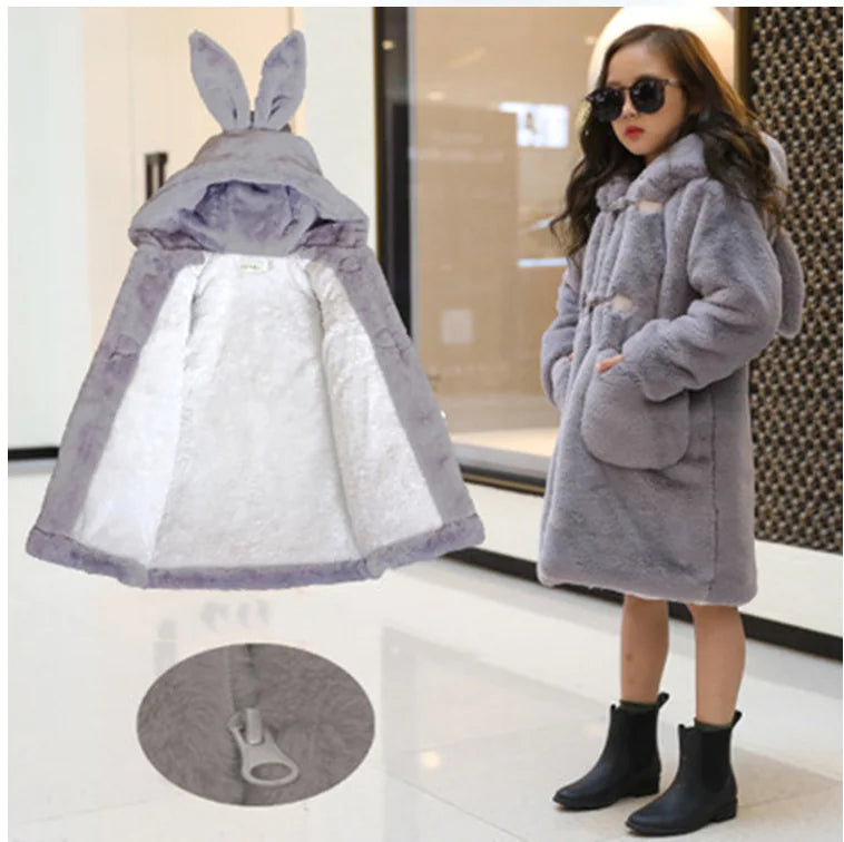 Thick Faux Fur Coat for Big Kids