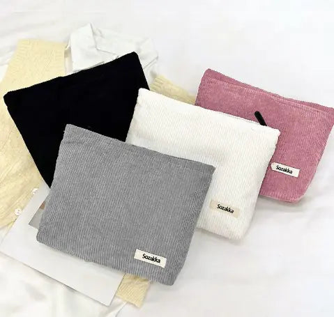Corduroy Travel Cosmetic Bag - Large Capacity Organizer