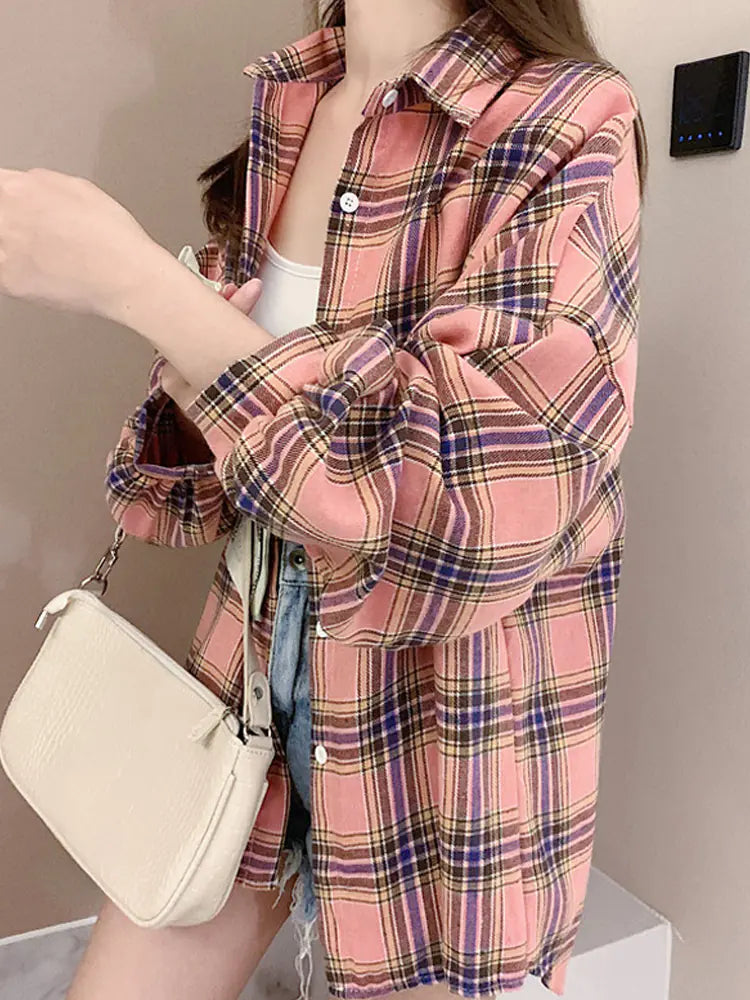 Autumn 2020 Korean Loose Fit Plaid Shirt Jacket