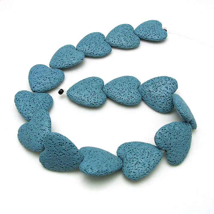 Colorful Heart-Shaped Volcanic Rock Bracelet