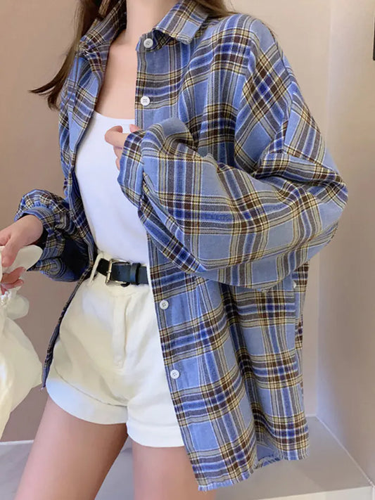 Autumn 2020 Korean Loose Fit Plaid Shirt Jacket