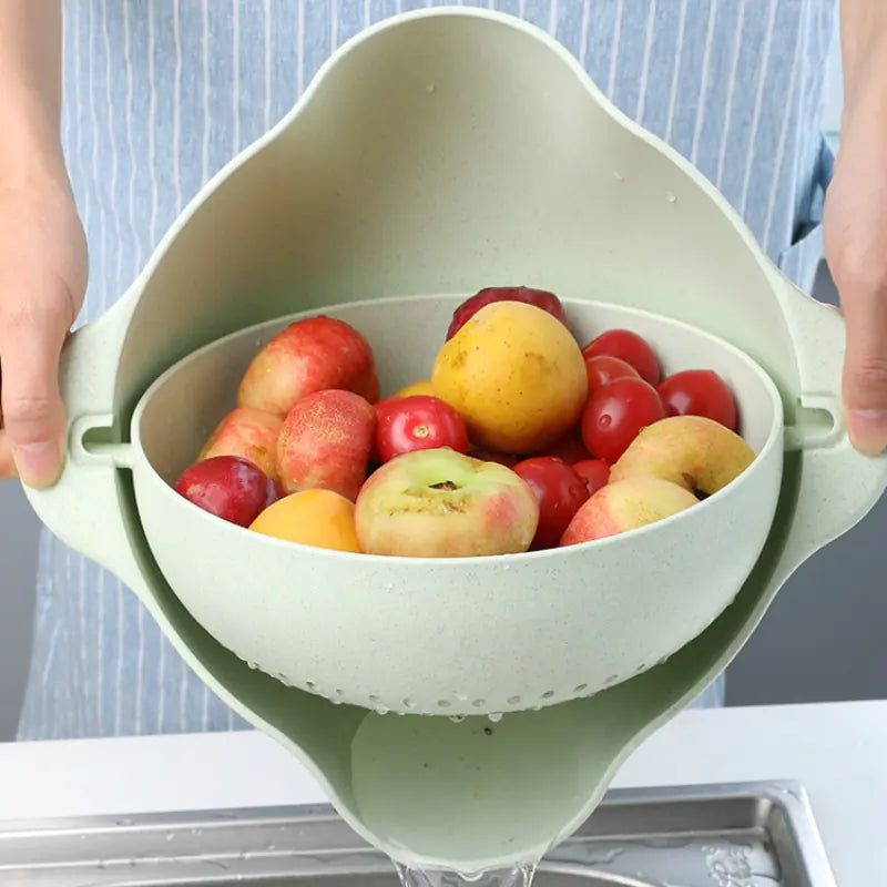 Double-Layer Fruit and Vegetable Storage Basket