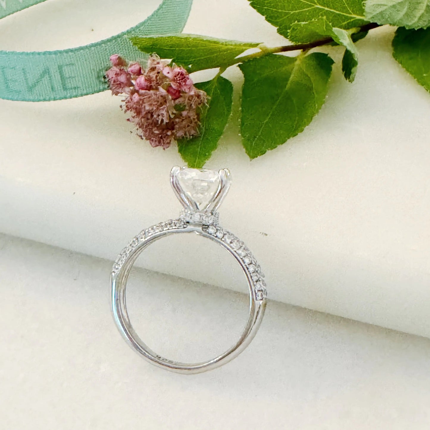 Hidden Halo Round Cut Moissanite Engagement Ring