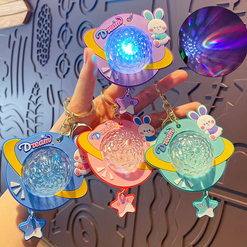 Cartoon Starry Rabbit Glowing Light Keychain Gift