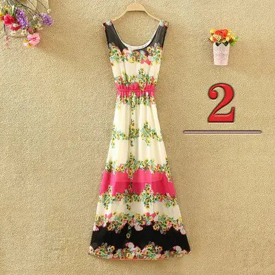 Bohemian Floral Chiffon Maxi Dress for Women