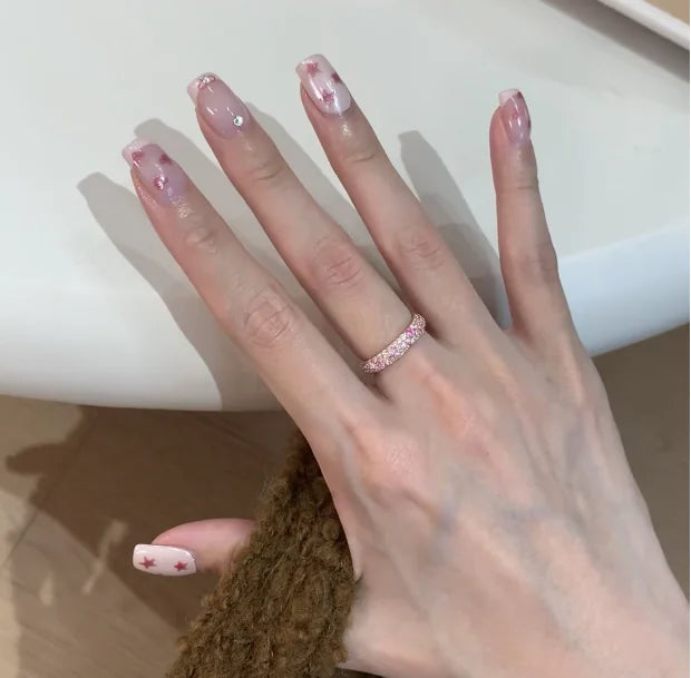 Gold-plated Fashion Ring with Inlaid Color Diamonds