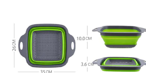 Square Folding Draining Basket - Expandable Silicone Fruit Basket