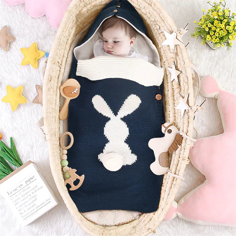 Knitting Rabbit Baby Sleeping Bag for Winter Use