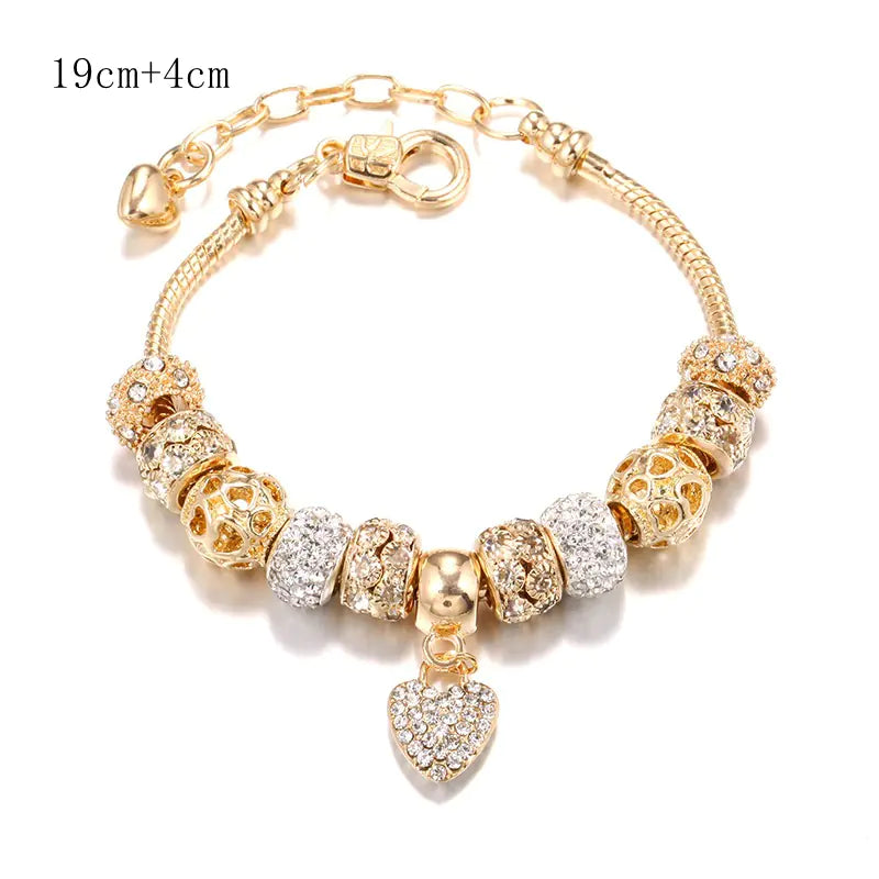 Gold Alloy Large-hole Bead Bracelet