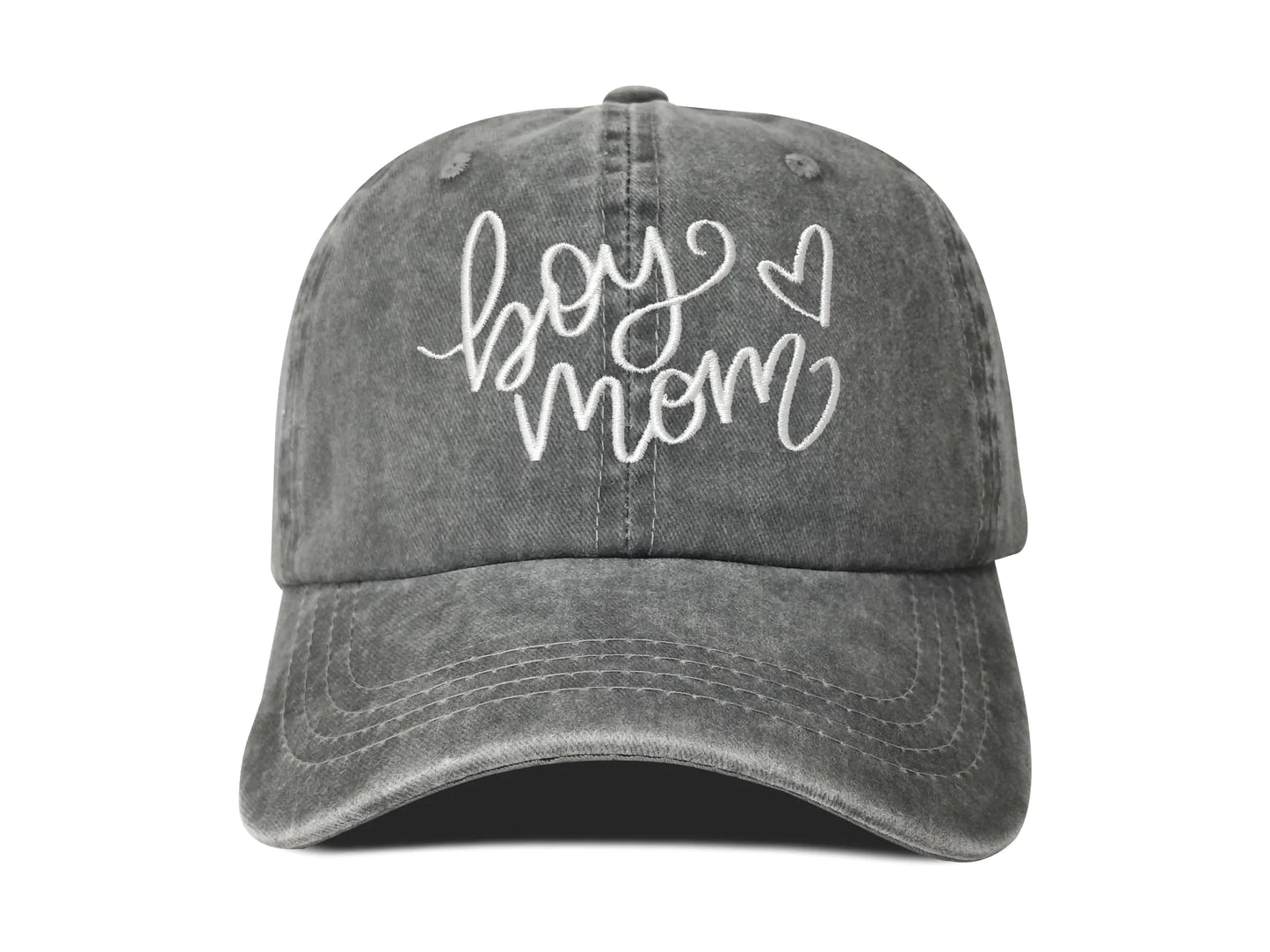 Hepandy Embroidered Boys Mom Hat for Women Gift for Mama Mother Washed Gray Baseball Cap Adjustable Cotton Snapback Hats