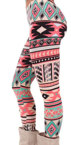 Christmas Print Plus Size Stretch Pants with Reindeer