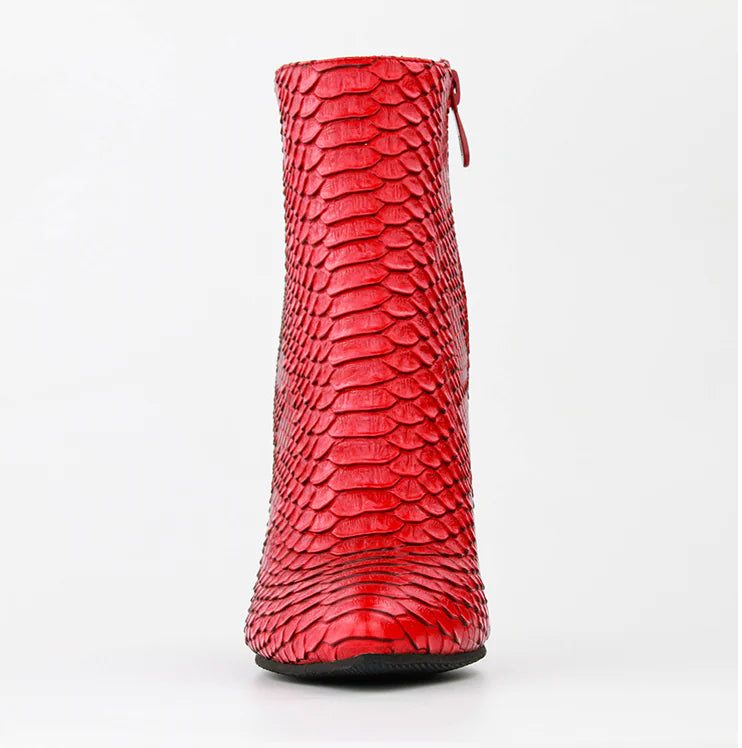 Crocodile Pattern High Heel Ankle Boots