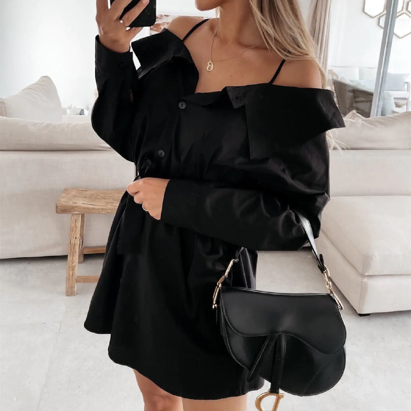 Simple Solid Color Tied Dress for Women