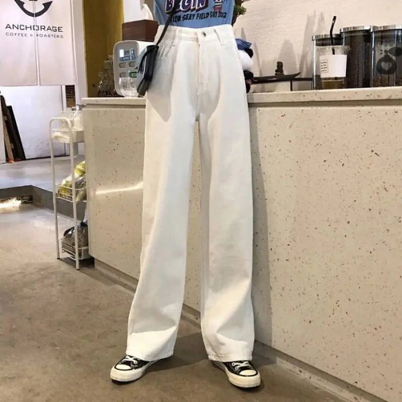 Women's Slim Versatile Drape Wide-Leg Straight-Leg Jeans