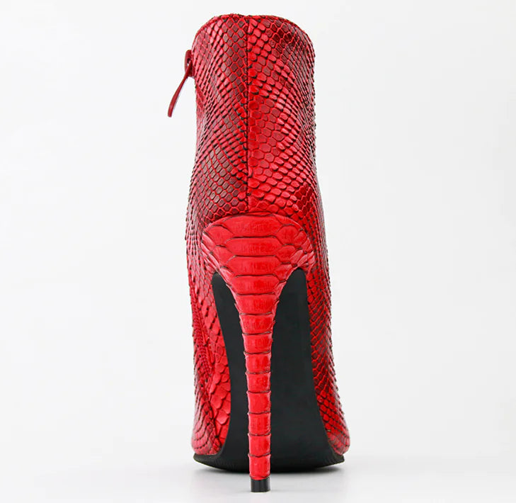 Crocodile Pattern High Heel Ankle Boots