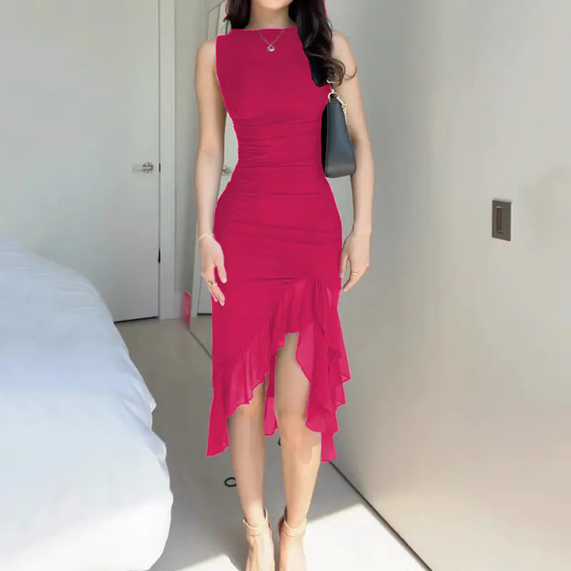 2023 Summer Women's Fashion Solid Color Dress