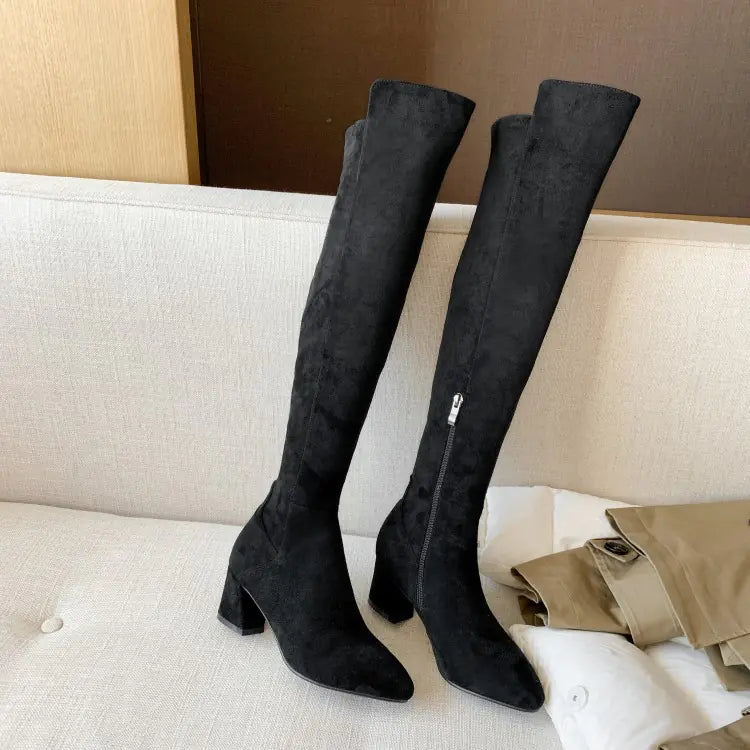 Women's High-Top Winter Fleece Over-the-Knee Boots
