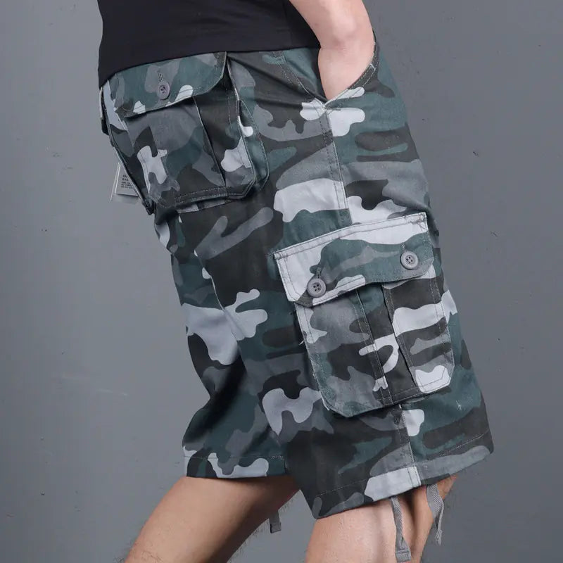Men's Loose Camouflage Multi-Pocket Overalls Shorts