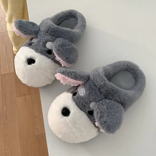 Cute Warm Cotton Dog Slippers with Non-slip Bottom