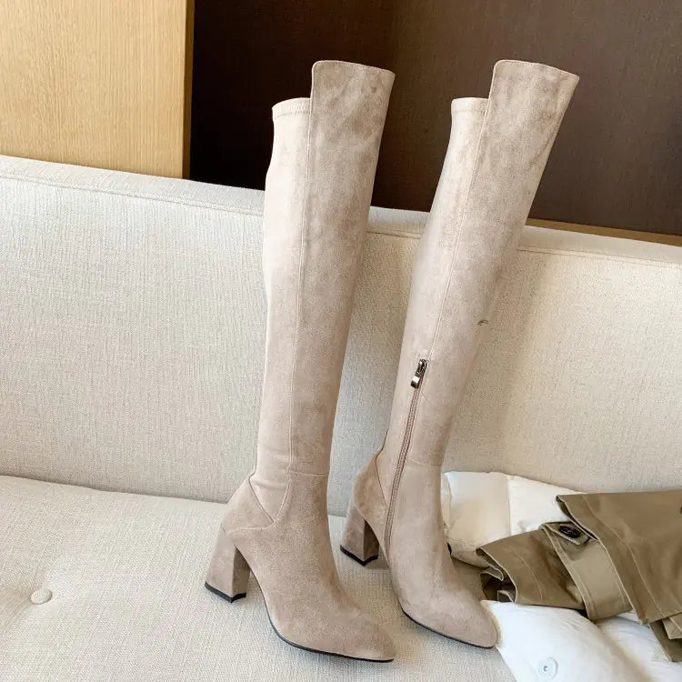 Women's High-Top Winter Fleece Over-the-Knee Boots
