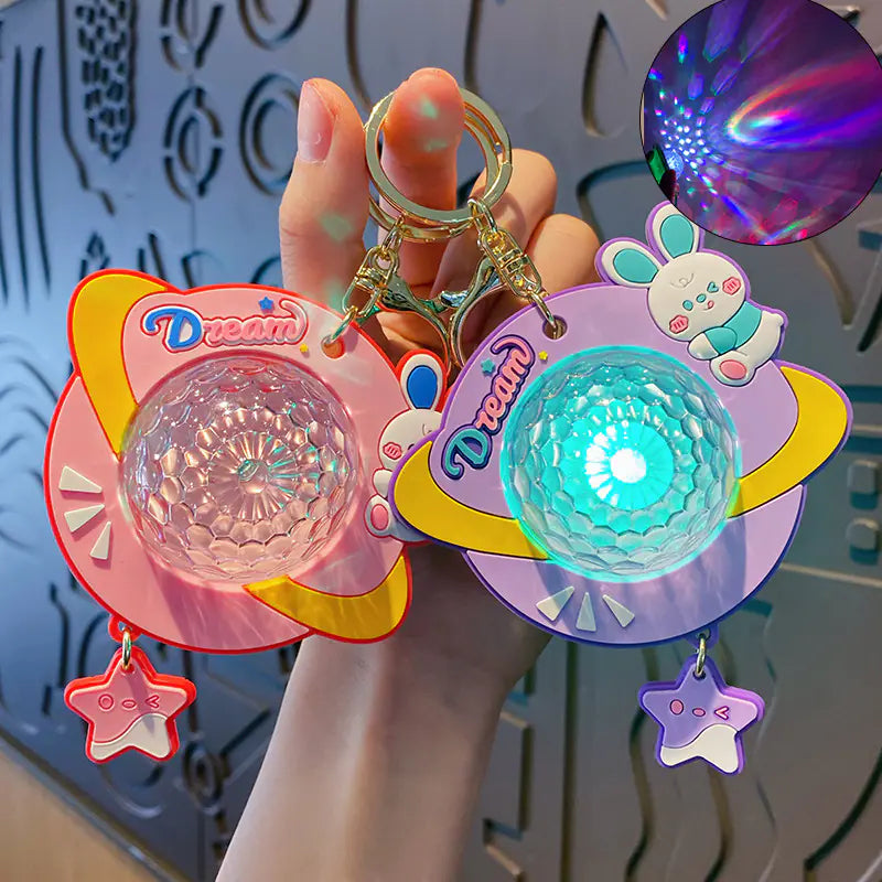 Cartoon Starry Rabbit Glowing Light Keychain Gift