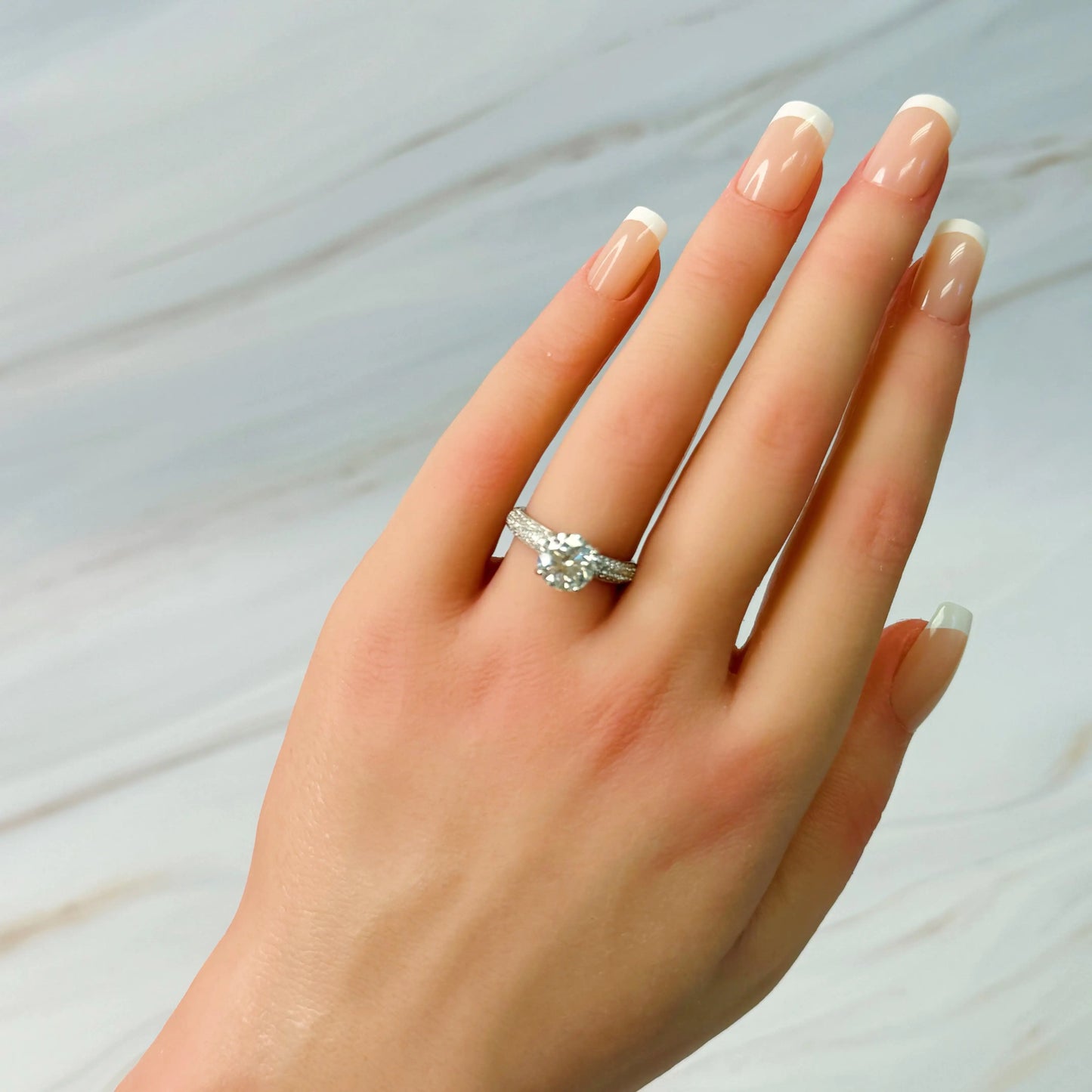 Hidden Halo Round Cut Moissanite Engagement Ring