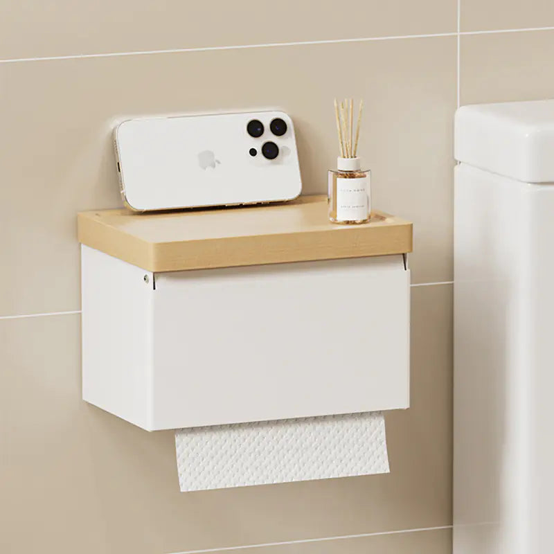 Wooden Wall-Mounted Tissue Box for Bathroom Storage