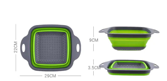 Square Folding Draining Basket - Expandable Silicone Fruit Basket