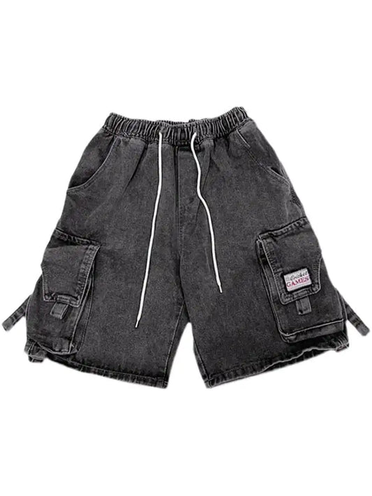 Y2K Vintage High Street Loose Denim Shorts with Pockets