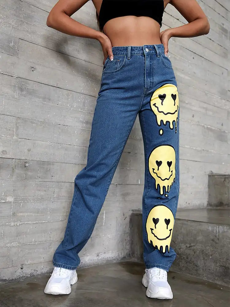 High Waist Denim Trousers for Women