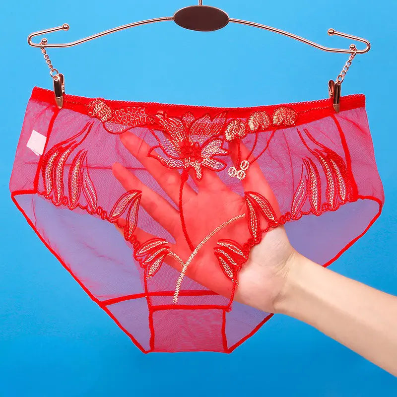 Transparent Lace Mesh Women's Underwear - Low Waist Sexy