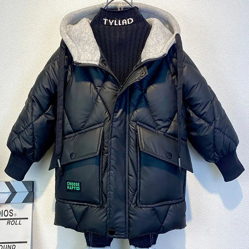 Children's Thick Warm Hooded Down Jacket for Boys