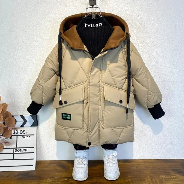 Children's Thick Warm Hooded Down Jacket for Boys