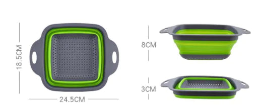 Square Folding Draining Basket - Expandable Silicone Fruit Basket