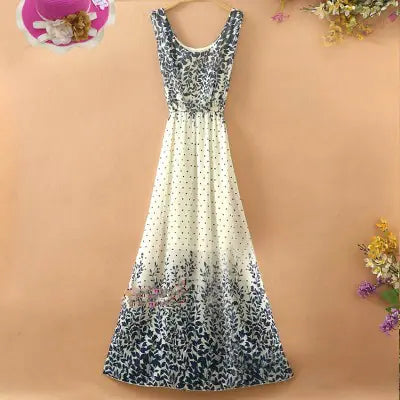 Bohemian Floral Chiffon Maxi Dress for Women