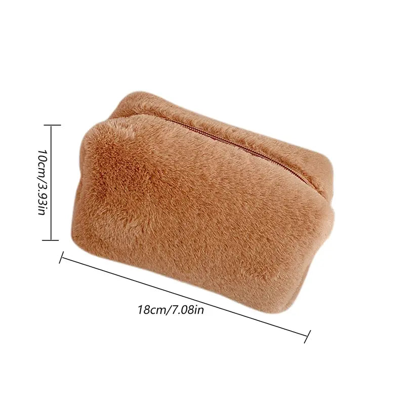 Large Capacity Plush Travel Cosmetic Bag for Women