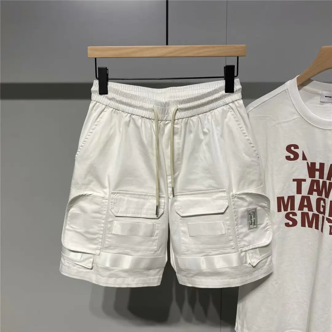 Men's Trendy Loose Functional Five-Point Overalls Shorts